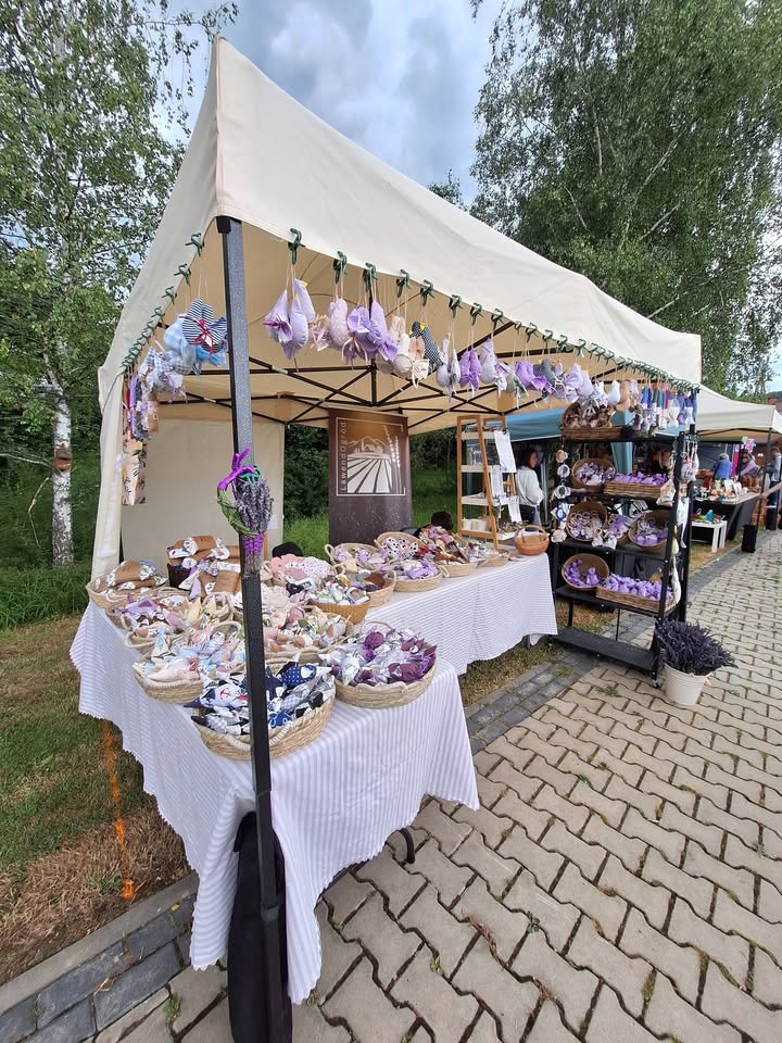 Lawendowe stoisko na Powojennych Targach Końskich w Lutowiskach